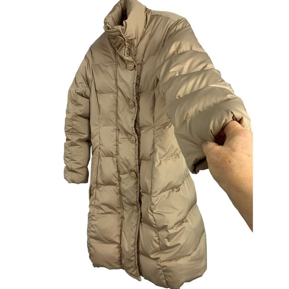Size Small Womens Andrew Marc Goose Down Puffer Coat Quilted Beige EUC 6522 - Picture 8 of 12